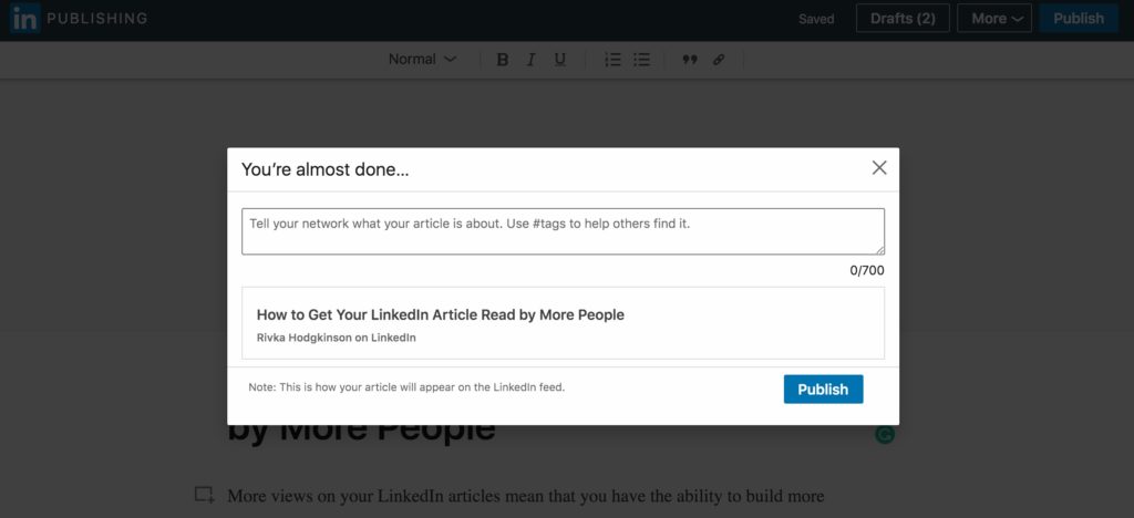 how to share your linkedin articles