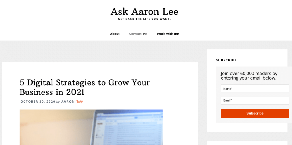 website of aaron lee social media influencer