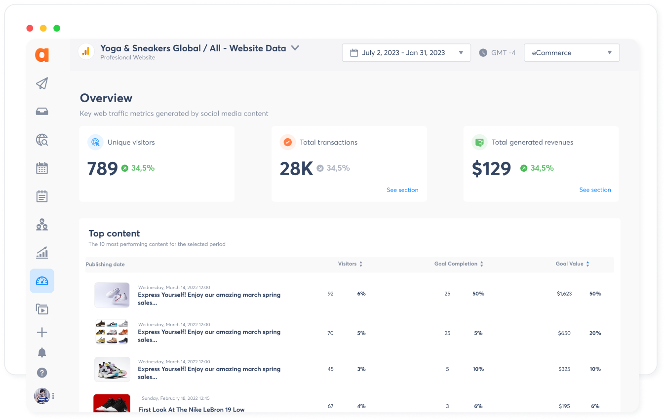 A view of track your goals and conversions